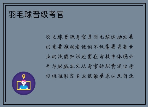 羽毛球晋级考官